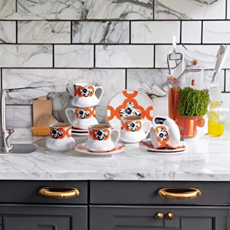 Porselen Maksimo Orange 6 Lı Fincan Takımı Turuncu 311-3