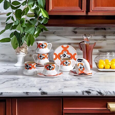 Porselen Maksimo Orange 6 Lı Fincan Takımı Turuncu 311-3