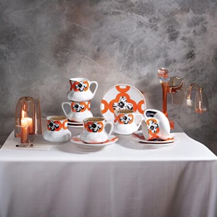 Porselen Maksimo Orange 6 Lı Fincan Takımı Turuncu 311-3