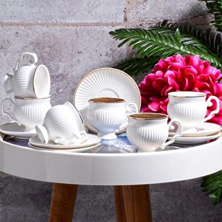 Kosova BYZ-036 New Bone China 6 Lı Kahve Fincan Seti Yaldızlı