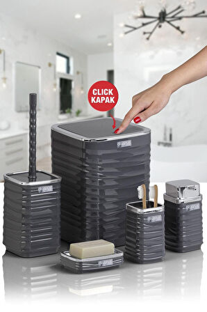 LUNA 5Lİ BANYO SET. KROM-ANTRASİT