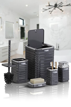 LUNA 5Lİ BANYO SET. KROM-ANTRASİT