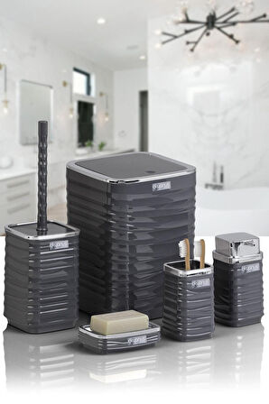 LUNA 5Lİ BANYO SET. KROM-ANTRASİT