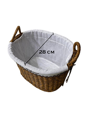 KULPLU OVAL KUMAŞLI SEPET BÜYÜK BOY 33 x 23 x 28 cm