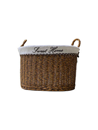 KULPLU OVAL KUMAŞLI SEPET BÜYÜK BOY 33 x 23 x 28 cm