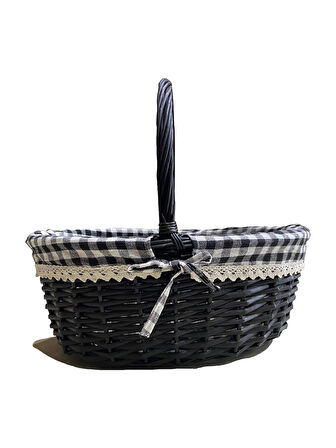 SİYAH SEPET OVAL BYK 40 X 31 X 17 CM