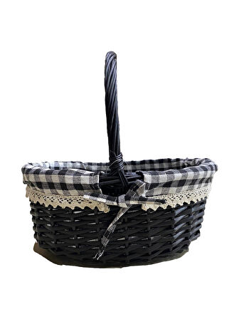 SİYAH SEPET OVAL ORT 32 X 14 X 25 CM