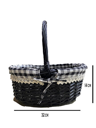 SİYAH SEPET OVAL ORT 32 X 14 X 25 CM