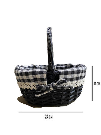 SİYAH SEPET OVAL KÇK 24 x 11 x 19 cm