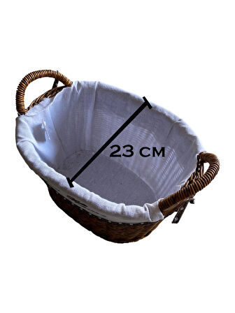 KULPLU OVAL KUMAŞLI SEPET ORTA BOY 28 x 19 x 23 cm