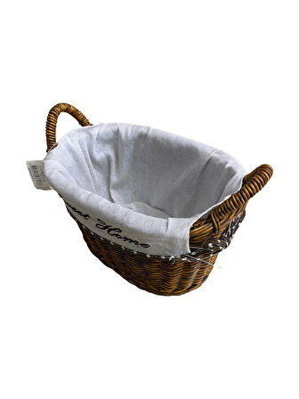 KULPLU OVAL KUMAŞLI SEPET KÜÇÜK BOY 21 x 15 x 17 cm