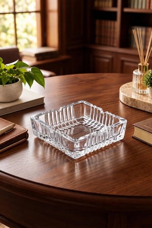 Porsima KLK-02 Kristal Cam Kare Küllük 12x12 cm Şeffaf Lüks Küllük