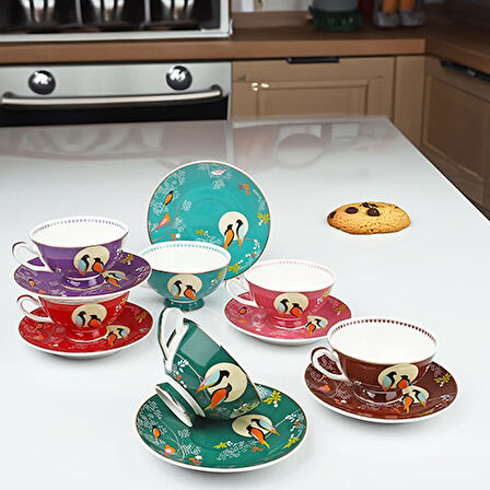 Kosova Kahve Takımı Bird Renkli Kuşlu FNC-33