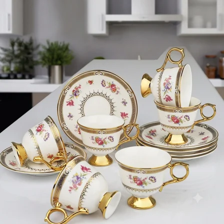 Kosova Megan Premium 6 Kişilik Porselen Kahve Fincan Takımı - RSY-262