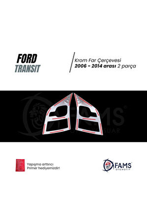 Transit Uyumlu Krom Far Çerçevesi 2 Parça 2006-2014 Paslanmaz Çelik
