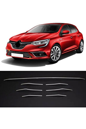 Renault Megane 4 Krom Ön Tampon Alt Çıtası 7 Parça 2015-2020 Paslanmaz Çelik