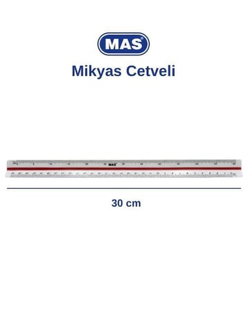 Mas Üçgen Plastik Mikyas Cetveli 30 cm 2262