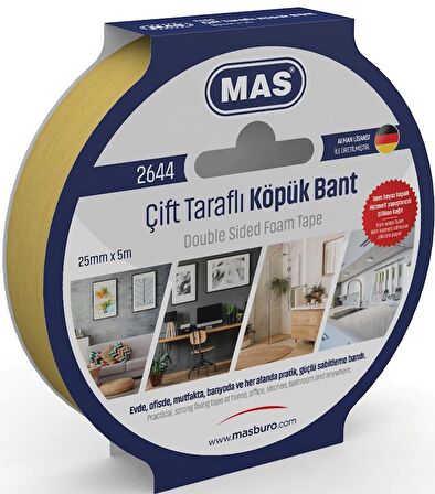 MAS ÇİFT TARAFLI KÖPÜK BANT 25MM X 5M 2644