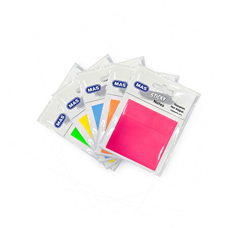 Mas Yapışkanlı 76x76 Transparan PP Not Kağıdı Neon Pembe 3667