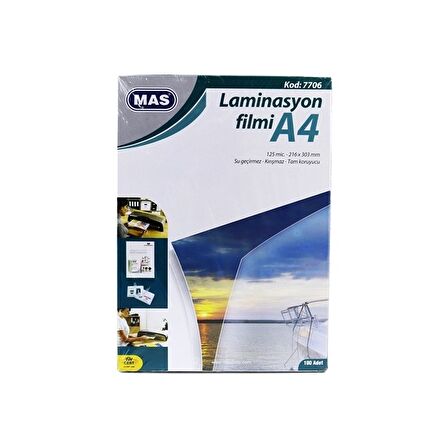 Mas A4 100'Lü 125 Mic 303X2426 Mm Laminasyon Filmi