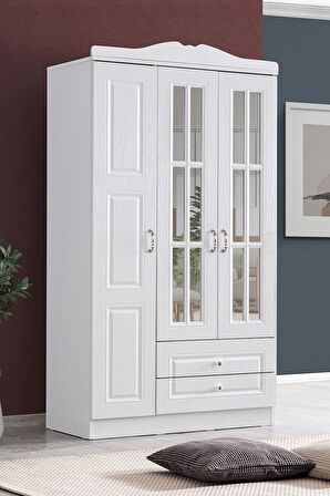 Gardırop, Country West Mdf Ön Yüzeyli 3 Kapılı Dolap - Beyaz