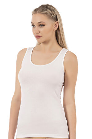 Özkan 20587 Kadın Pamuklu Modal Rahat Esnek U Yaka Saten Biyeli Kalın Askılı Atlet