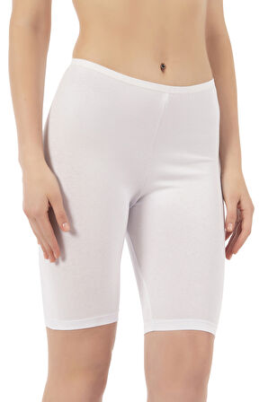 Özkan 0413 Kadın %95 Pamuklu Likralı Süprem Kumaş Esnek Rahat Yumuşak Diz Üstü Toparlayıcı Yüksek Bel Kısa Tayt