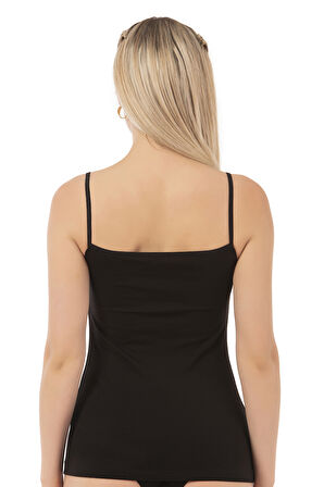 Özkan 22813 Kadın Pamuklu Modal Tül Detaylı İnce Askılı Atlet 