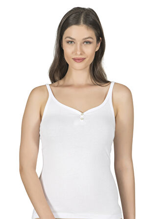 Özkan 22164 Kadın İnce Askılı Sedef Düğmeli Pamuklu Modal Atlet 