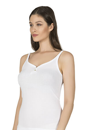 Özkan 22164 Kadın İnce Askılı Sedef Düğmeli Pamuklu Modal Atlet 