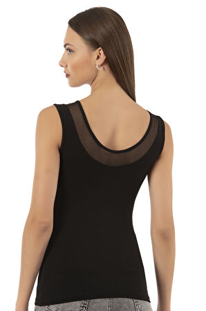 Özkan 22848 Kadın Modal Pamuklu Kalın Askılı V Yaka Tül Detaylı Atlet