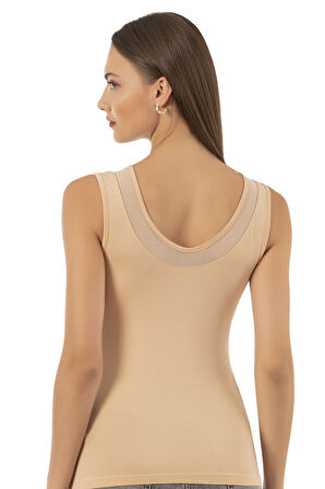 Özkan 22848 Kadın Modal Pamuklu Kalın Askılı V Yaka Tül Detaylı Atlet