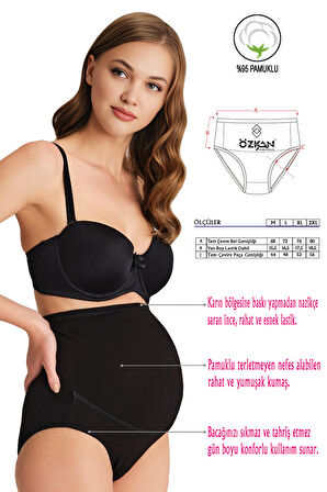 Özkan 23582 Kadın Pamuklu Likralı Yumuşak Esnek Süprem Hamile Lohusa Yüksek Bel Bato Külot