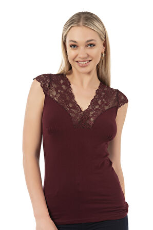 Özkan 24205 Kadın Pamuklu Kısa Kollu Dantelli Örme Atlet