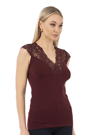 Özkan 24205 Kadın Pamuklu Kısa Kollu Dantelli Örme Atlet