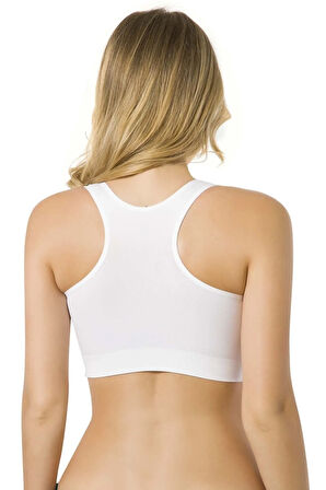 Kadın Beyaz Dikişsiz Sporcu Büstiyer