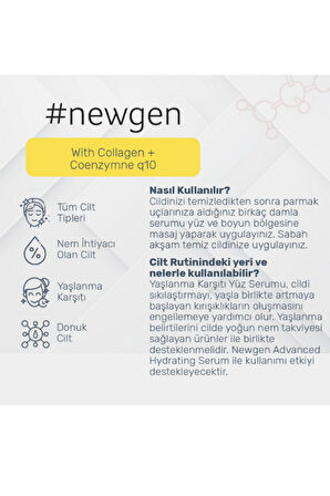 Newgen With Collagen Coenzyme Q10 Youth Booster Yaşlanma Karşıtı Serum 30ml, Misel Temizleme Suyu 40