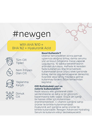 Newgen With Aha 10% + Bha 2% Peeling Etkili Serum 30ml, Misel Temizleme Suyu 400ml 2'li Avantaj Set