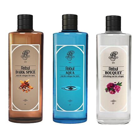 Rebul Kolonya Aqua 250 ML + Dark Spıce 250 ML + Bouquet 250 ML