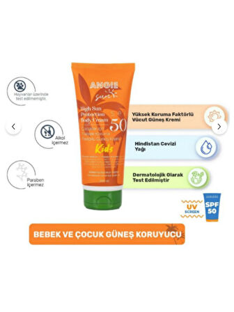 Angie Sun Face 50 Spf Yüz Koruma Güneş Kremi 50 ml - Sun Kids Bebek ve Çocuk Güneş Kremi 200 ml 2'li