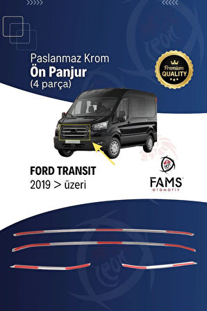 F. Transit Krom Ön Panjur 4 Parça 2019 Ve Üzeri Paslanmaz Çelik Uyumlu