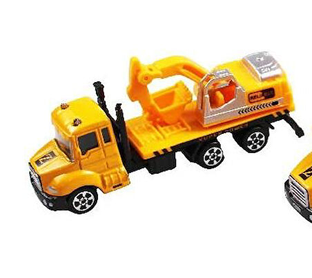 Oyuncak İnşaat Kamyonları Kazıcı Mikser Kasalı Taşıyıcı 3 lü Metal Set