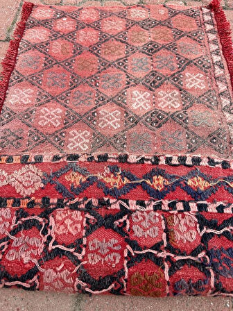 42x79 cm El Dokuma Anadolu Kilim Küçük Boy Kırmızı Renk Kilim