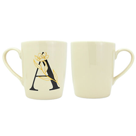 A Harfi Çiçek Desenli Seramik Kupa