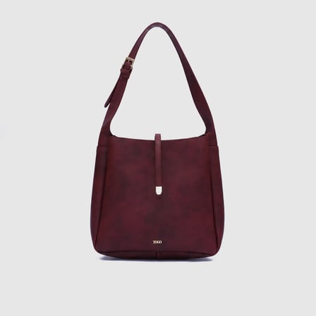 Kadın Bordo Sentetik Deri Casual Omuz Çantası [TG930307]