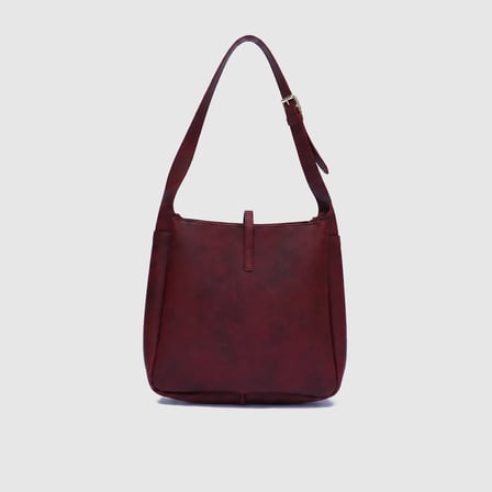 Kadın Bordo Sentetik Deri Casual Omuz Çantası [TG930307]