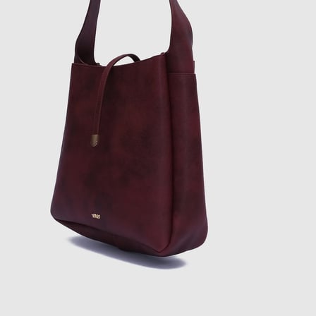 Kadın Bordo Sentetik Deri Casual Omuz Çantası [TG930307]