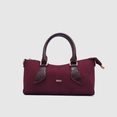 Kadın Bordo Sentetik Deri Klasik El Çantası [TG930308]
