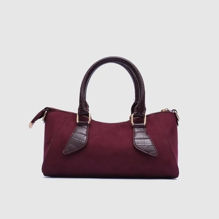 Kadın Bordo Sentetik Deri Klasik El Çantası [TG930308]