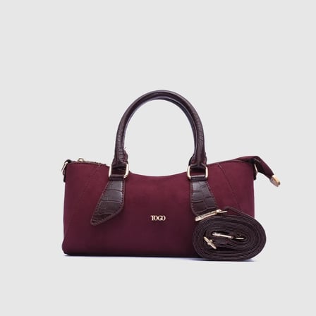 Kadın Bordo Sentetik Deri Klasik El Çantası [TG930308]
